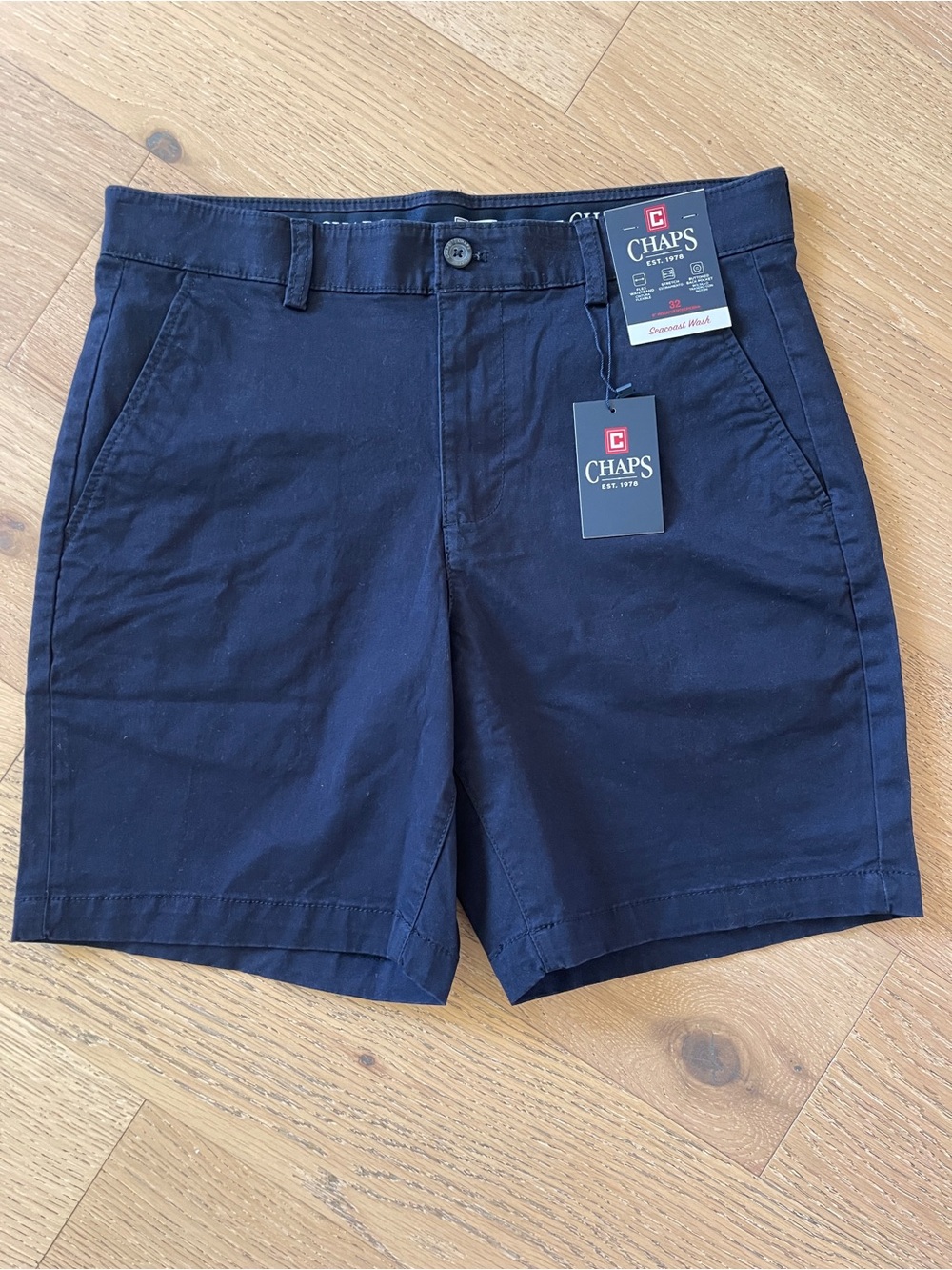 Chaps Men's American Navy Flat Front Shorts 8” inseam